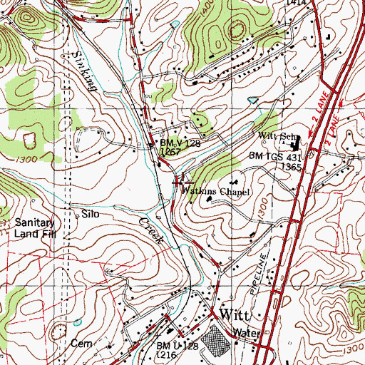 Topographic Map of Watkins Chapel, TN