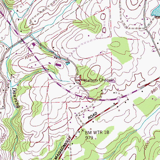 Topographic Map of Watson Chapel, TN