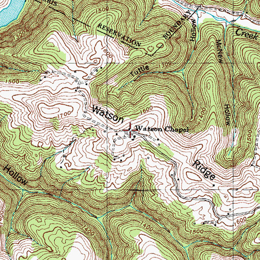 Topographic Map of Watson Chapel, TN