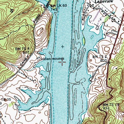 Topographic Map of Watts Bar Lake, TN