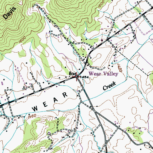Topographic Map of Wear Valley, TN