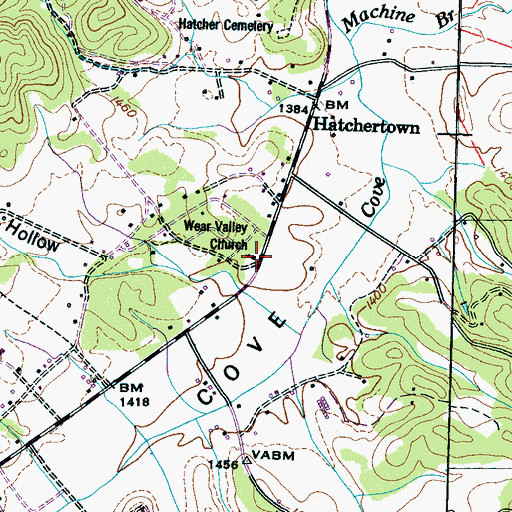 Topographic Map of Wear Valley Church, TN