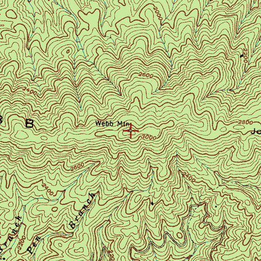 Topographic Map of Webb Mountain, TN