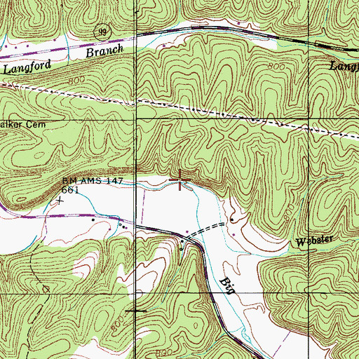 Topographic Map of Webster Branch, TN