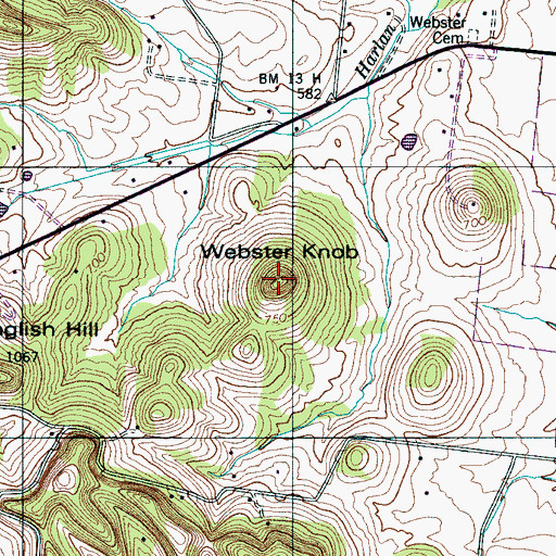 Topographic Map of Webster Knob, TN