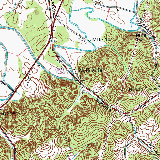 Topographic Map of Wellsville, TN