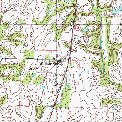 Topographic Map of Welsh School, TN