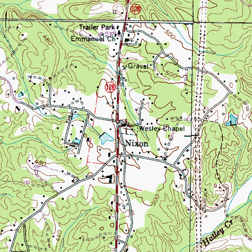Topographic Map of Wesley Chapel, TN