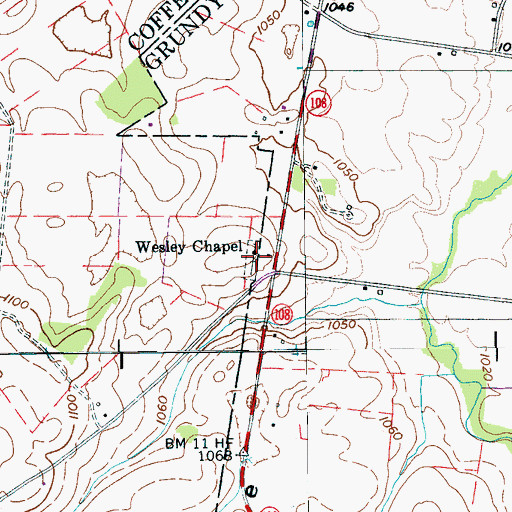 Topographic Map of Wesley Chapel, TN