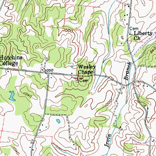 Topographic Map of Wesley Chapel, TN