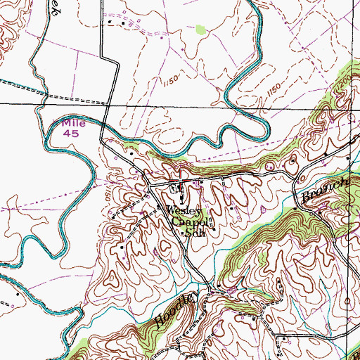 Topographic Map of Wesley Chapel School, TN