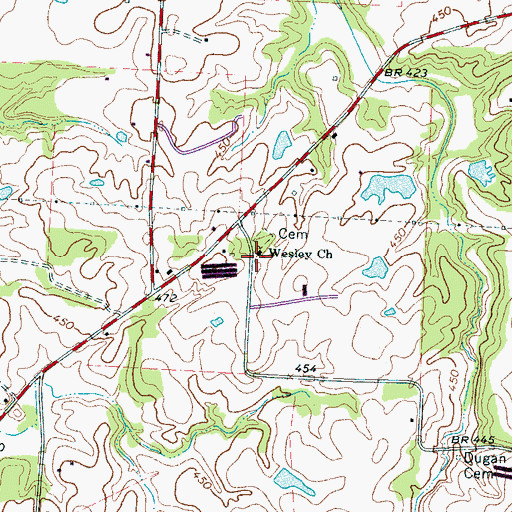 Topographic Map of Wesley Church, TN