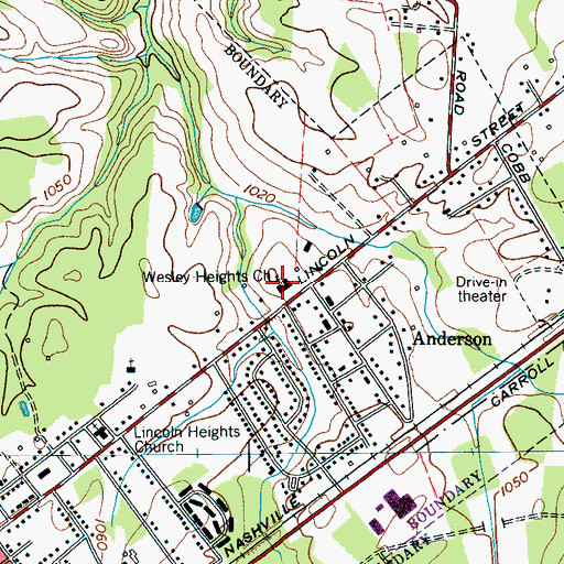 Topographic Map of Wesley Heights Church, TN