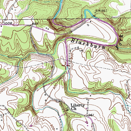 Topographic Map of West Blackburn Fork, TN