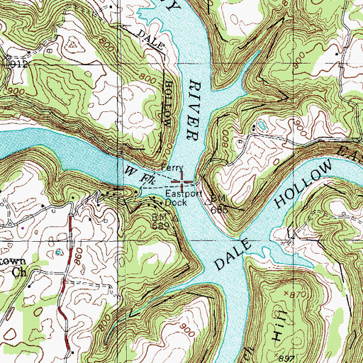 Topographic Map of West Fork Obey River, TN