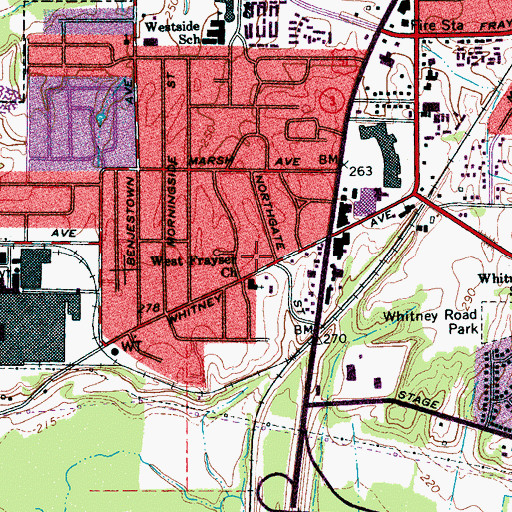Topographic Map of West Frayser Church, TN