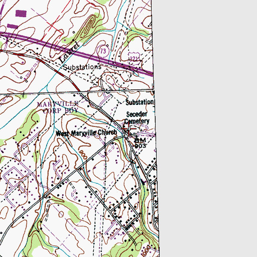 Topographic Map of West Maryville Church, TN