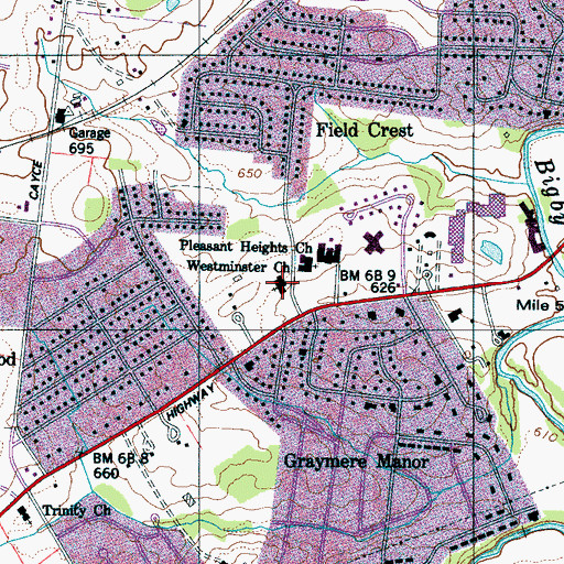 Topographic Map of Westminster Church, TN
