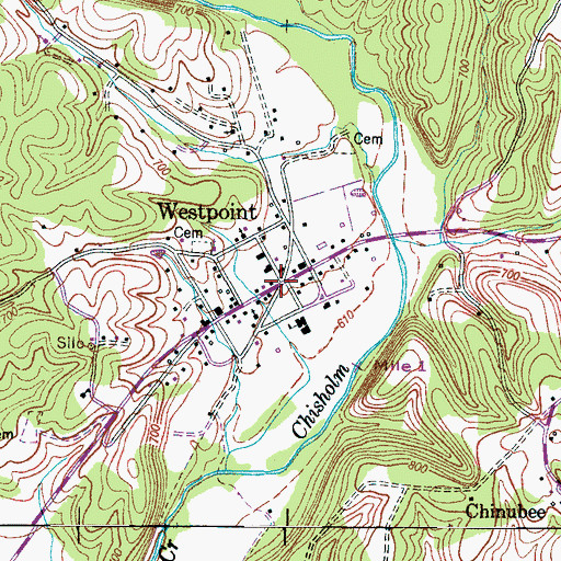 Topographic Map of Westpoint, TN