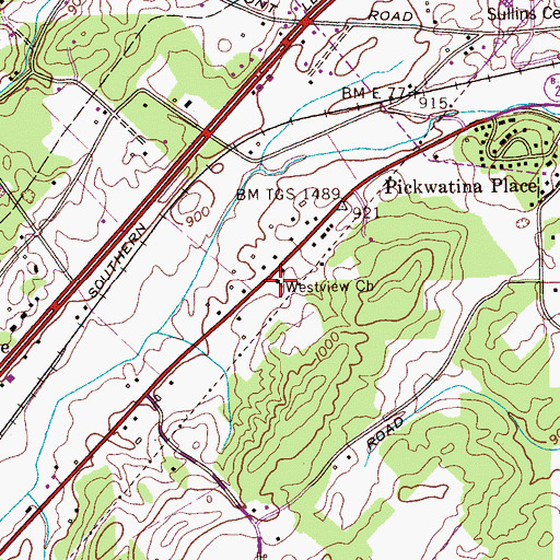Topographic Map of Westview Church, TN