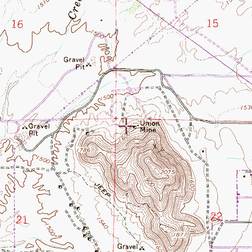 Topographic Map of Union Mine, AZ