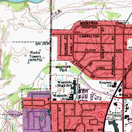 Topographic Map of Westview Park, TN