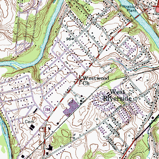 Topographic Map of Westwood Church, TN