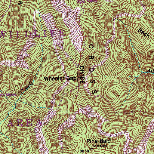 Topographic Map of Wheeler Gap, TN
