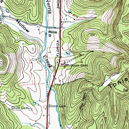 Topographic Map of Whitaker Cemetery, TN