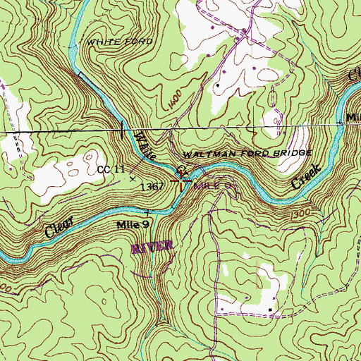 Topographic Map of White Creek, TN