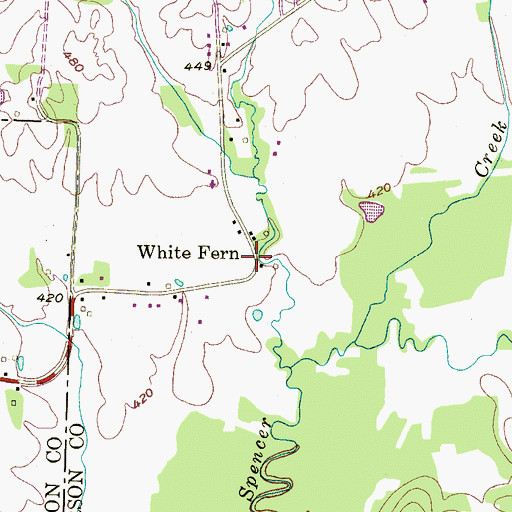 Topographic Map of White Fern, TN