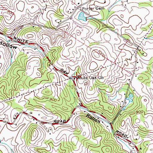 Topographic Map of White Oak Church, TN