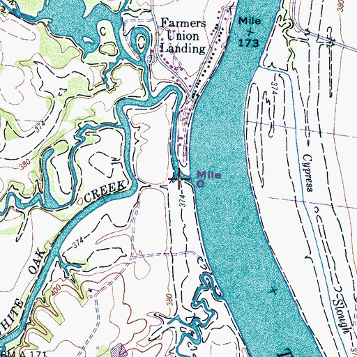 Topographic Map of White Oak Creek, TN