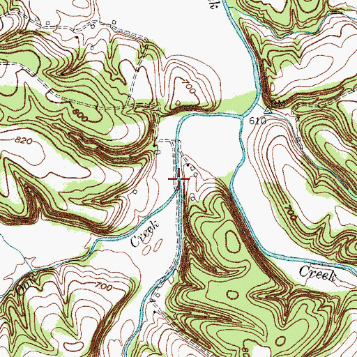 Topographic Map of White Oak Creek, TN