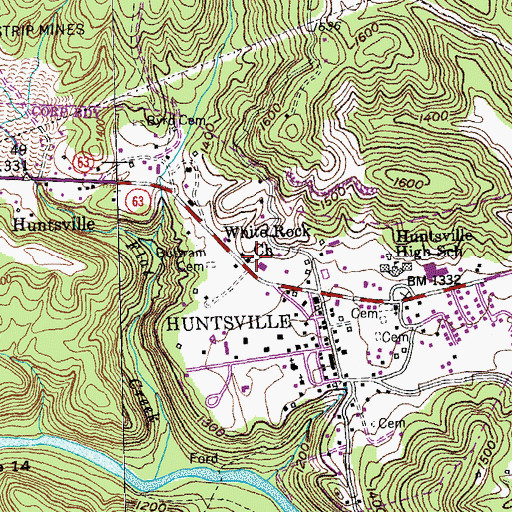 Topographic Map of White Rock Church, TN