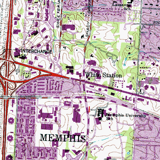 Topographic Map of White Station, TN