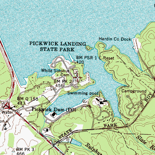 Topographic Map of White Sulphur Cemetery, TN