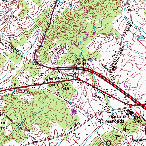 Topographic Map of White Wing Church of the Nazarene, TN