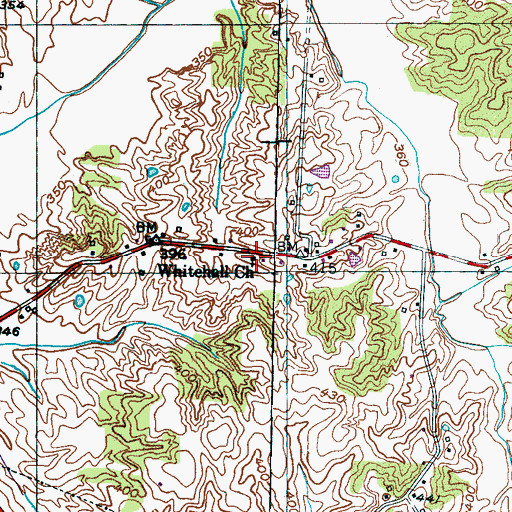 Topographic Map of Whitehall Church, TN