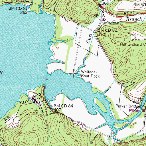 Topographic Map of Whiteoak Boat Dock, TN