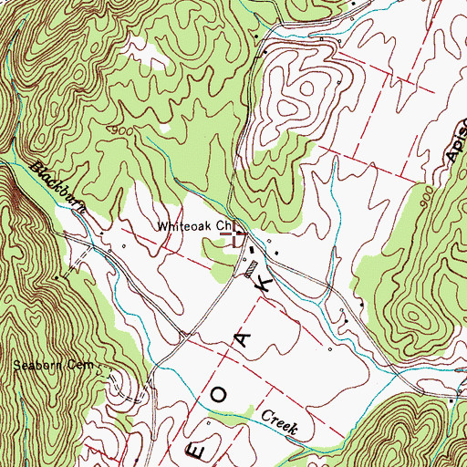 Topographic Map of White Oak Baptist Church, TN