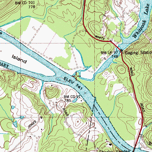 Topographic Map of Whiteoak Creek, TN