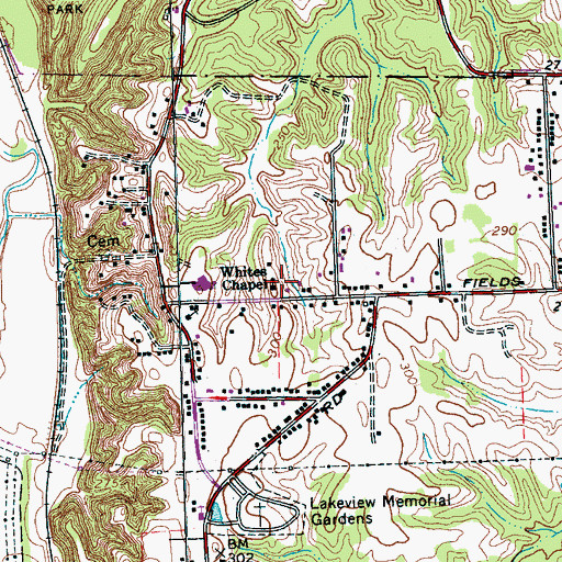 Topographic Map of Whites Chapel, TN