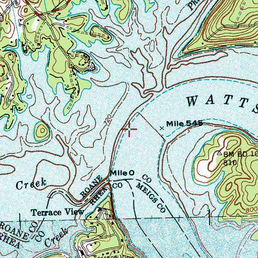 Topographic Map of Whites Creek, TN