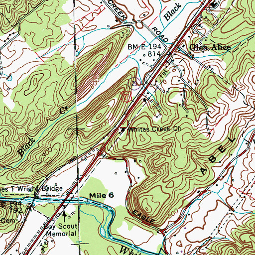 Topographic Map of Whites Creek Church, TN