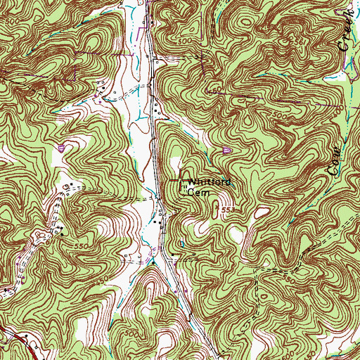 Topographic Map of Whitford Cemetery, TN