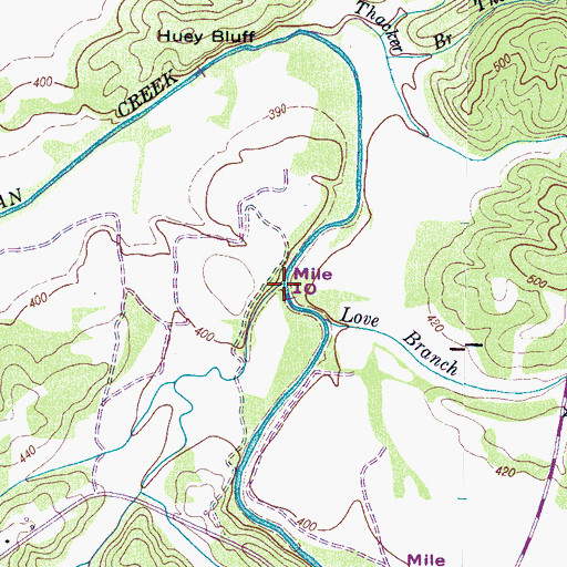 Topographic Map of Whitlow Branch, TN