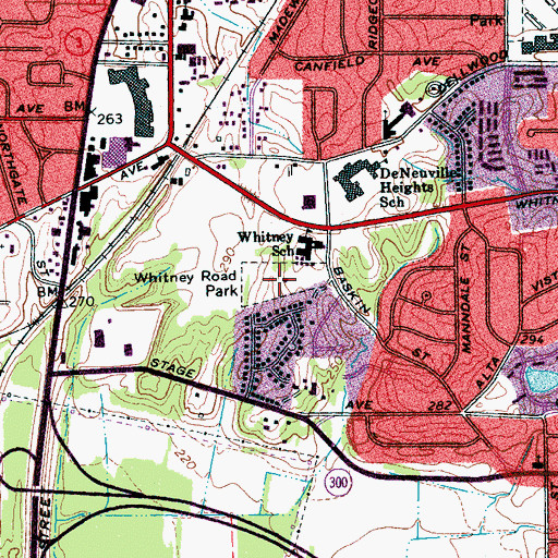 Topographic Map of Whitney Road Park, TN
