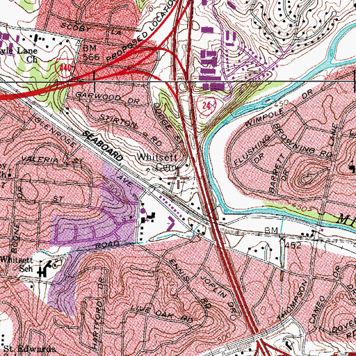 Topographic Map of Whitsett Cemetery, TN