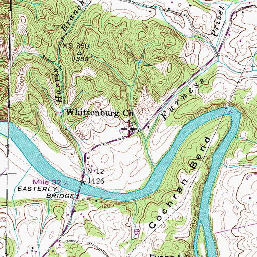 Topographic Map of Whittenburg Church, TN
